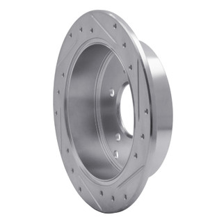 R1 01-16 Hyundai Santa Fe Rear Left Drilled & Slotted Silver Brake Rotor