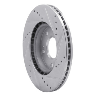 R1 11-25 Hyundai Veloster Front Left Drilled & Slotted Silver Brake Rotor