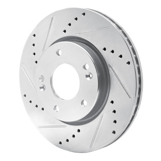 R1 03-13 Hyundai Sonata Front Left Drilled & Slotted Silver Brake Rotor