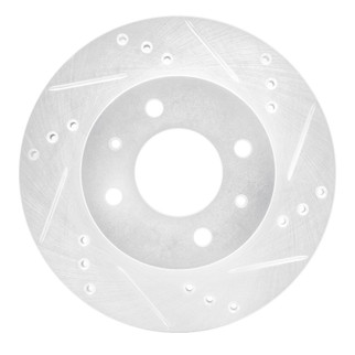 R1 00-02 Hyundai Accent Front Right Drilled & Slotted Silver Brake Rotor