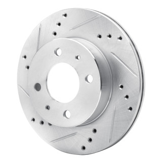 R1 00-02 Hyundai Accent Front Left Drilled & Slotted Silver Brake Rotor