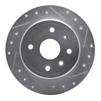 R1 04-10 Chevrolet Epica (Mexico) Rear Right Drilled & Slotted Silver Brake Rotor