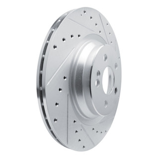 R1 20-26 Mercedes-Benz GLS450 Rear Right Drilled & Slotted Silver Brake Rotor