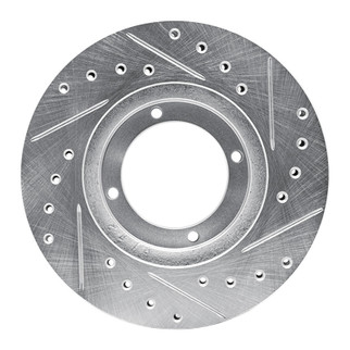 R1 87-99 Hyundai Accent Front Left Drilled & Slotted Silver Brake Rotor