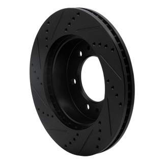 R1 06-10 Hummer H3T Front Right Drilled & Slotted Black Brake Rotor