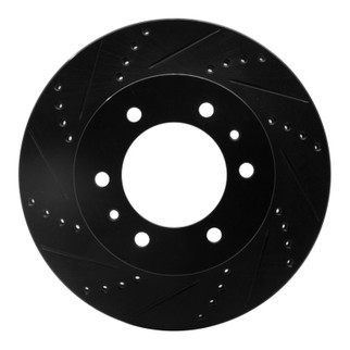 R1 06-10 Hummer H3T Front Left Drilled & Slotted Black Brake Rotor