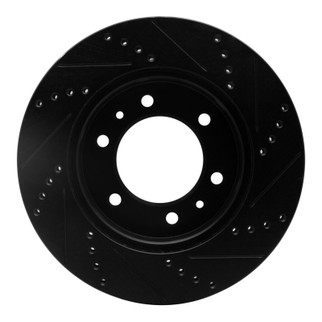 R1 06-10 Hummer H3T Front Left Drilled & Slotted Black Brake Rotor