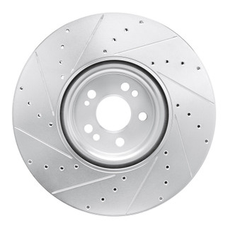 R1 20-26 Mercedes-Benz GLE450e Front Right Drilled & Slotted Silver Brake Rotor