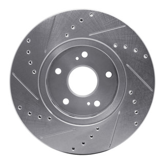 R1 10-13 Suzuki Kizashi Front Right Drilled & Slotted Silver Brake Rotor