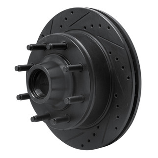 R1 80-85 Ford F-250 2WD (Excl Super Duty) Front Left Drilled & Slotted Black Brake Rotor