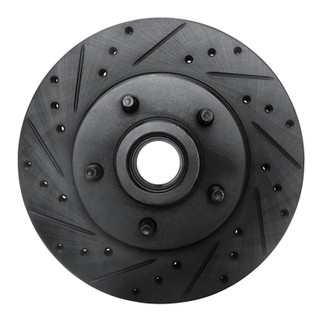 R1 80-83 Ford F-150 RWD Front Left Drilled & Slotted Black Brake Rotor
