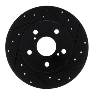 R1 11-16 Scion TC Rear Right Drilled & Slotted Black Brake Rotor