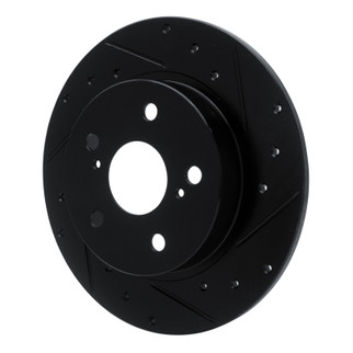 R1 11-16 Scion TC Rear Right Drilled & Slotted Black Brake Rotor