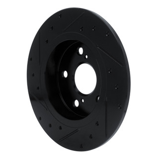 R1 11-16 Scion TC Rear Right Drilled & Slotted Black Brake Rotor