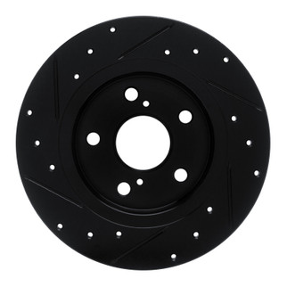 R1 11-16 Scion TC Rear Right Drilled & Slotted Black Brake Rotor