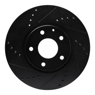 R1 13-19 Mazda 6 Front Left Drilled & Slotted Black Brake Rotor