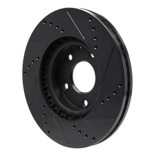 R1 13-19 Mazda 6 Front Left Drilled & Slotted Black Brake Rotor