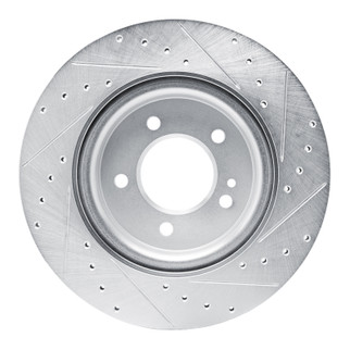 R1 19-25 Mercedes-Benz G580 Rear Left Drilled & Slotted Silver Brake Rotor
