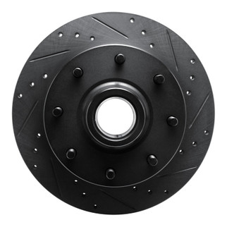 R1 68-75 Ford F-250 2WD (Excl Super Duty) Front Right Drilled & Slotted Black Brake Rotor