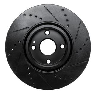 R1 16-25 Fiat 124 Spider Front Left Drilled & Slotted Black Brake Rotor
