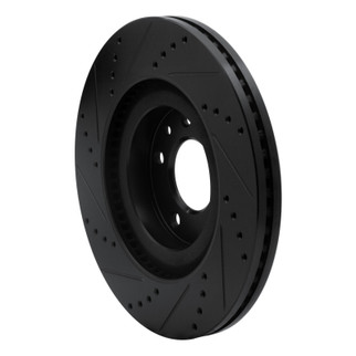 R1 07-15 Mazda CX-9 Front Right Drilled & Slotted Black Brake Rotor