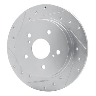 R1 07-14 Suzuki SX4 Rear Left Drilled & Slotted Silver Brake Rotor