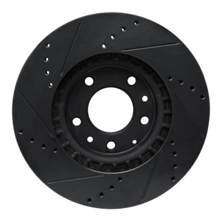 R1 07-12 Mazda CX-7 Front Right Drilled & Slotted Black Brake Rotor
