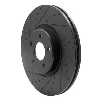 R1 04-19 Ford Focus Front Left Drilled & Slotted Black Brake Rotor
