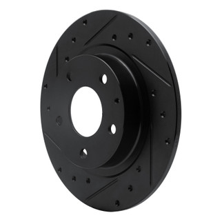 R1 14-21 Mazda 6 Rear Left Drilled & Slotted Black Brake Rotor
