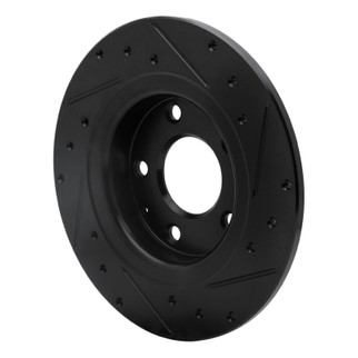 R1 14-21 Mazda 6 Rear Left Drilled & Slotted Black Brake Rotor