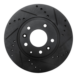 R1 06-15 Mazda MX-5 Miata Front Right Drilled & Slotted Black Brake Rotor