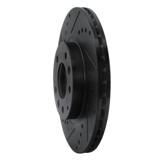 R1 06-15 Mazda MX-5 Miata Front Left Drilled & Slotted Black Brake Rotor