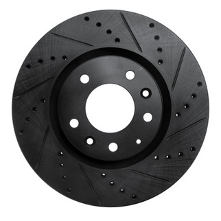R1 04-08 Mazda RX-8 Front Right Drilled & Slotted Black Brake Rotor