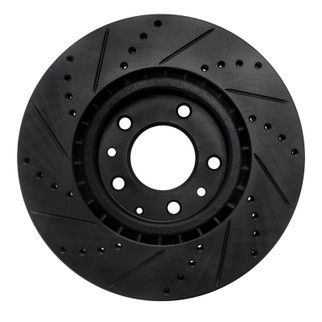 R1 04-08 Mazda RX-8 Front Right Drilled & Slotted Black Brake Rotor