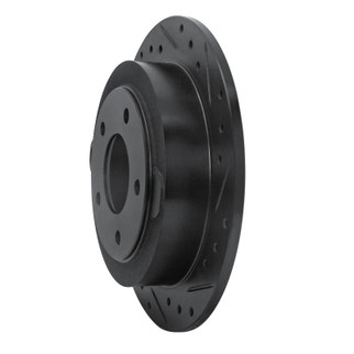 R1 95-02 Mazda Millenia Rear Right Drilled & Slotted Black Brake Rotor
