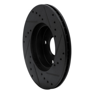 R1 94-02 Mazda Miata Front Left Drilled & Slotted Black Brake Rotor