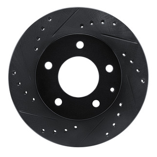 R1 93-03 Ford Probe Front Left Drilled & Slotted Black Brake Rotor