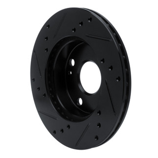 R1 90-93 Mazda Miata Front Right Drilled & Slotted Black Brake Rotor
