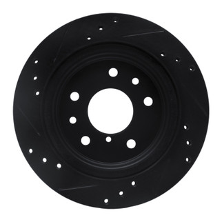 R1 86-91 Mazda RX-7 Rear Right Drilled & Slotted Black Brake Rotor