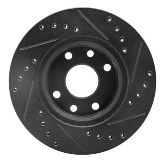 R1 90-93 Asuna SUNFIRE Front Left Drilled & Slotted Black Brake Rotor