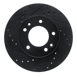 R1 86-91 Mazda RX-7 Front Left Drilled & Slotted Black Brake Rotor