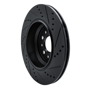 R1 14-16 Maserati Ghibli Rear Left Drilled & Slotted Black Brake Rotor