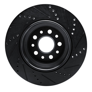 R1 14-16 Maserati Ghibli Rear Left Drilled & Slotted Black Brake Rotor