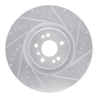 R1 07-09 Mercedes-Benz GL320 Front Right Drilled & Slotted Silver Brake Rotor