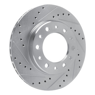 R1 76-89 Toyota Land Cruiser Front Left Drilled & Slotted Black Brake Rotor
