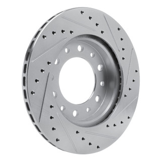 R1 76-89 Toyota Land Cruiser Front Left Drilled & Slotted Black Brake Rotor