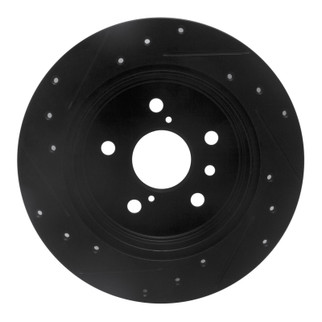 R1 18-24 Toyota Camry Rear Right Drilled & Slotted Black Brake Rotor