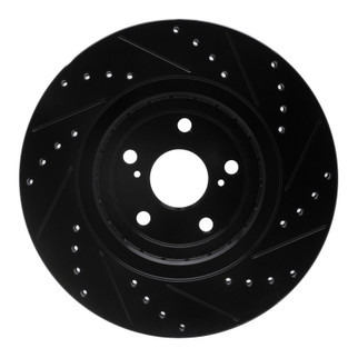 R1 08-21 Lexus NX200T Front Left Drilled & Slotted Black Brake Rotor