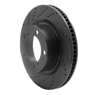 R1 07-22 Lexus LX570 Front Left Drilled & Slotted Black Brake Rotor