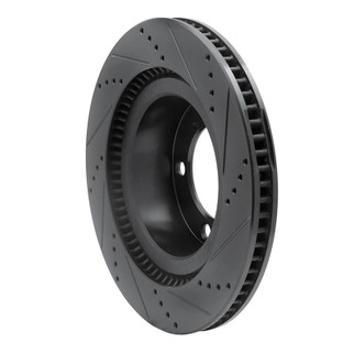 R1 07-22 Lexus LX570 Front Left Drilled & Slotted Black Brake Rotor